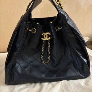 Chanel Quilted Black Bag with Gold Chain